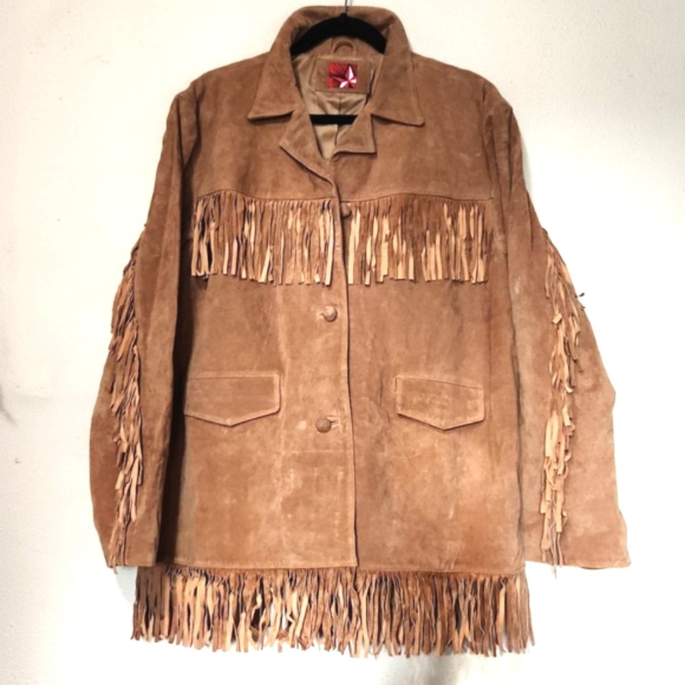 Vintage 90's Marlboro Stunning Suede Leather Fringe Jacket Size XXL EUC!!